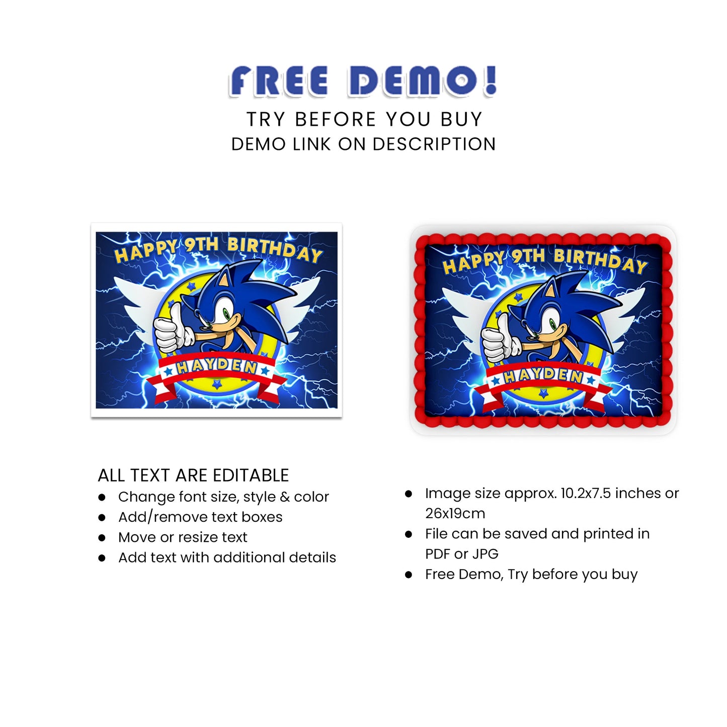 Enhance Your Party with Sonic The Hedgehog Personalized Rectangle Cake Images