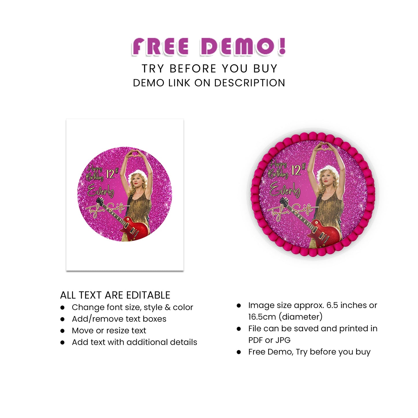 Round Taylor Swift Personalized Cake Images - Add a Personal Touch to Your Cake