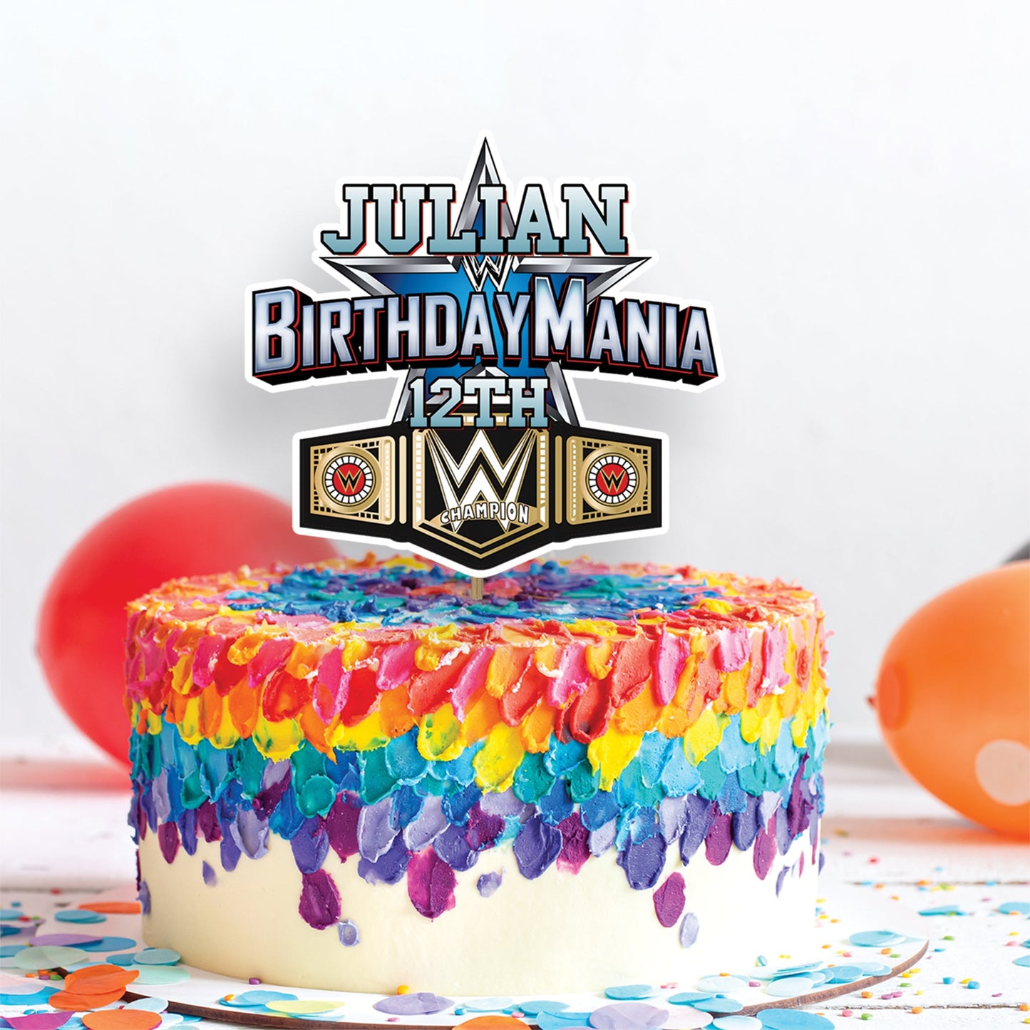 WWE WrestleMania Birthday Decorations, WWE Party Supplies, Birthday Mania Themed, Pro Wrestling Digital Template, Editable WWE WrestleMania Image SVG PNG