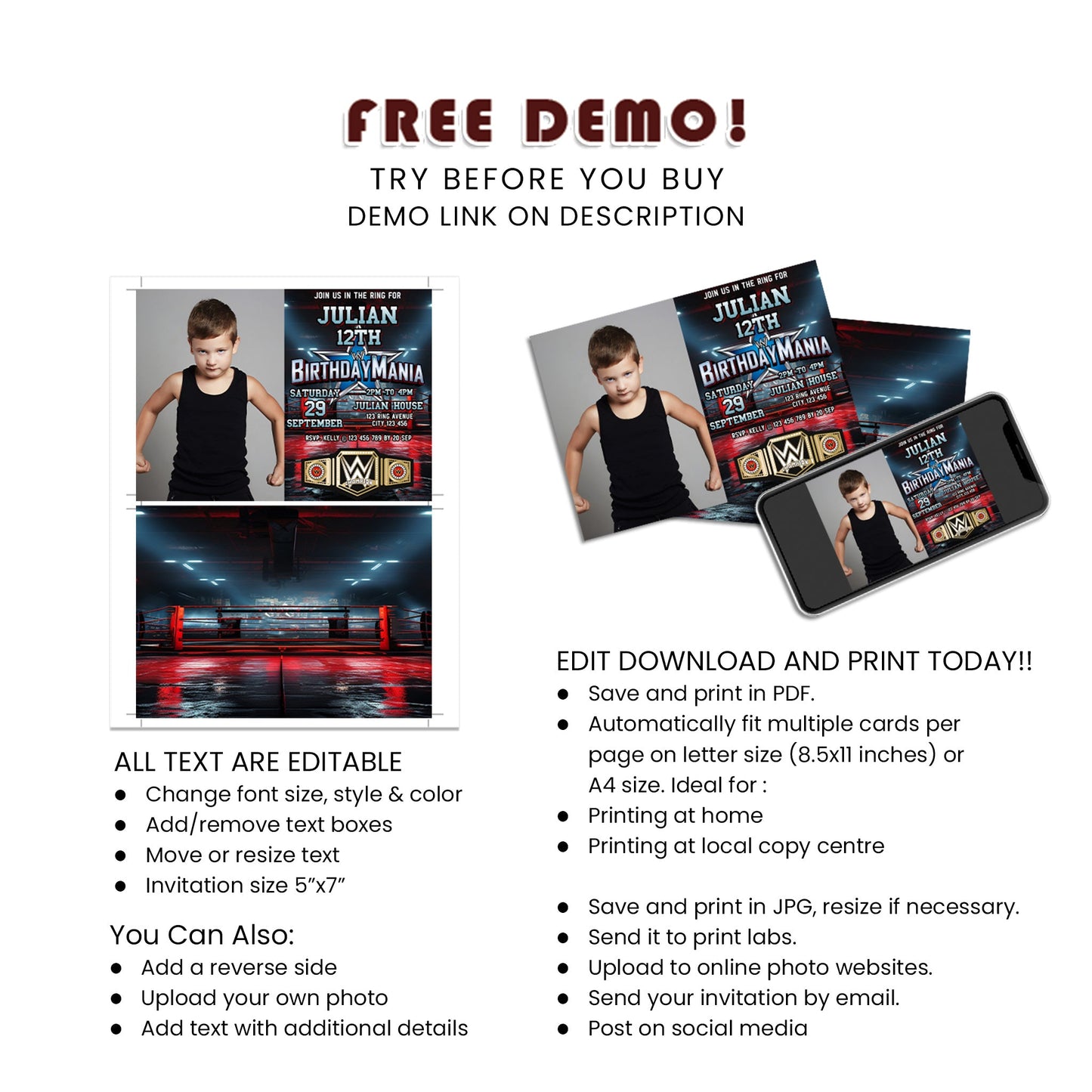 Birthday Mania Personalized Photo Card Invitations - Add a Personal Touch to Your Invites