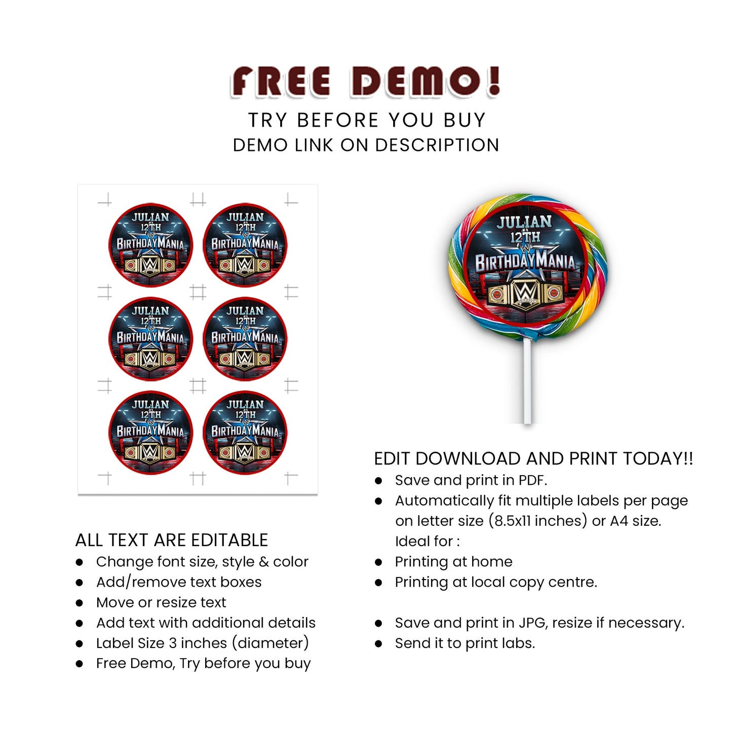 Birthday Mania Lollipop Label - Add a Fun Touch to Your Lollipops