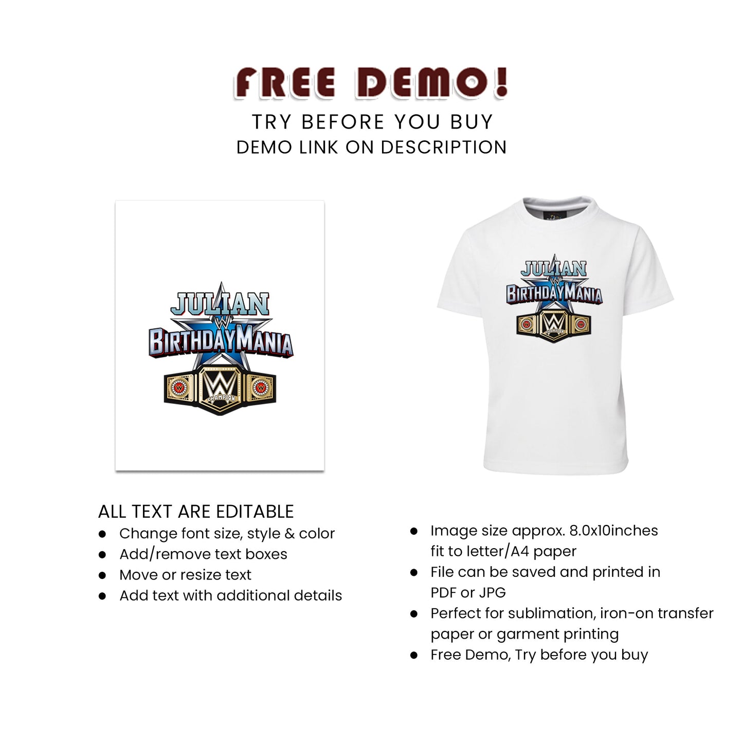 Birthday Mania Sublimation T-Shirt - Show Your Wrestling Pride