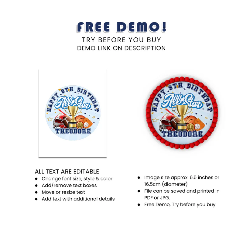 All Star Sports Personalized Icing Sheet Cake Images