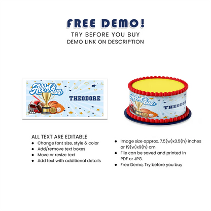 Best All Star Sports Personalized Cake Strips Image