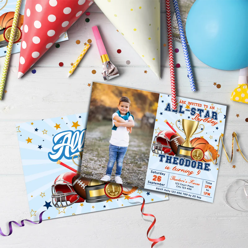 All Star Sports Birthday Decorations, MVP Sport Party Supplies, Sport Star Themed, All Star Digital Template, Editable All Star Sports Image SVG PNG