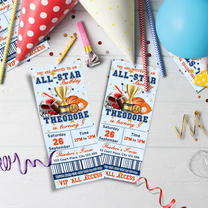 All Star Sports Birthday Decorations, MVP Sport Party Supplies, Sport Star Themed, All Star Digital Template, Editable All Star Sports Image SVG PNG
