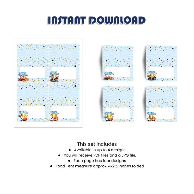 All Star Sports Food Cards Party Pack