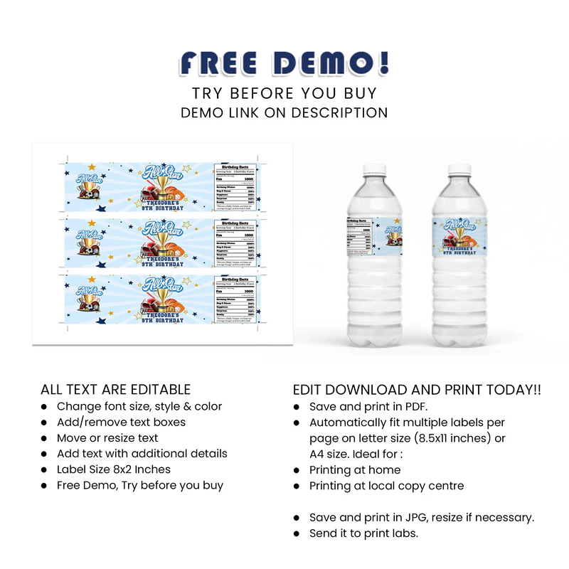Buy All Star Sports Water Bottle Label