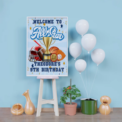 All Star Sports Birthday Decorations, MVP Sport Party Supplies, Sport Star Themed, All Star Digital Template, Editable All Star Sports Image SVG PNG