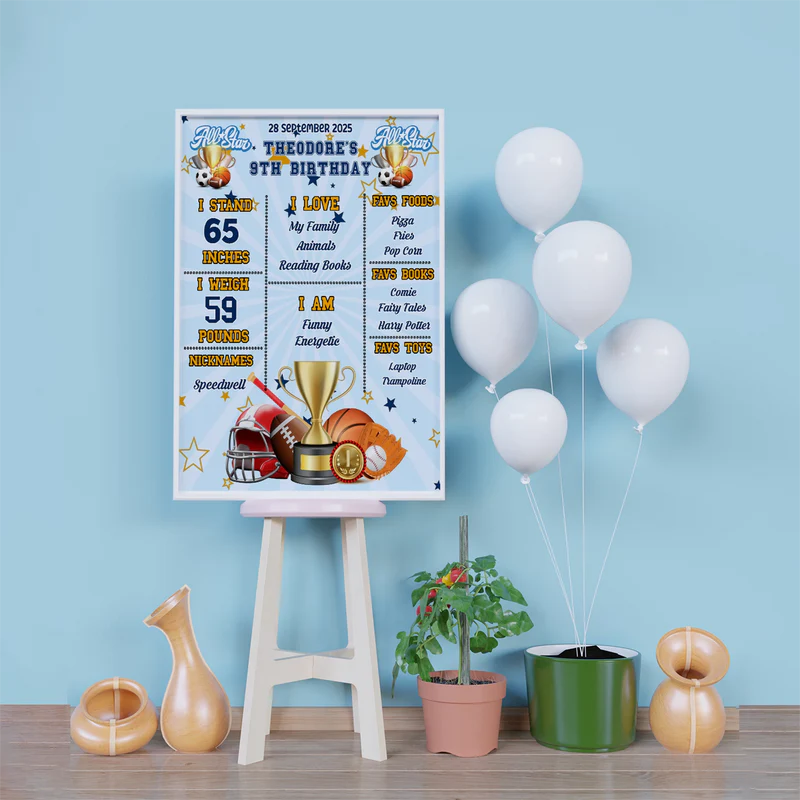 All Star Sports Birthday Decorations, MVP Sport Party Supplies, Sport Star Themed, All Star Digital Template, Editable All Star Sports Image SVG PNG