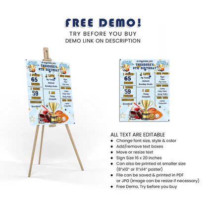 All Star Sports Personalized Milestone Poster