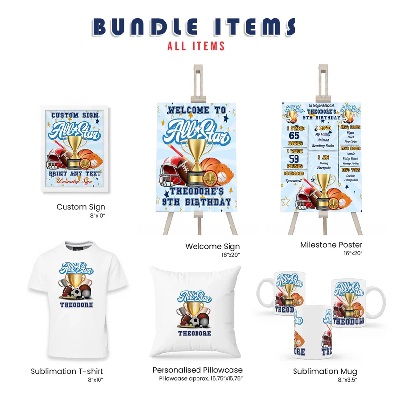 Buy All Star Sports Personalized Digital Party Pack Bundle