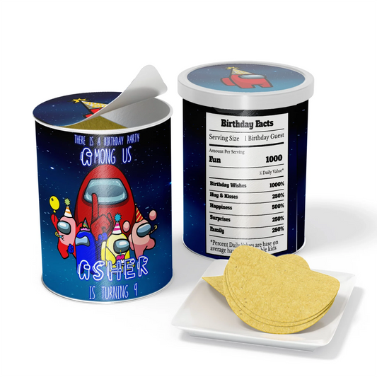 Among Us Small Pringles Label with Custom name and Party theme