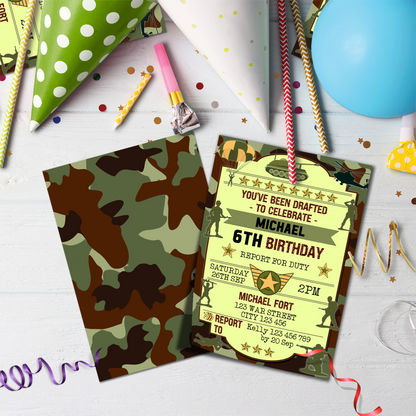 Army Personalized Birthday Card Invitations - Invite Your Troops in Style