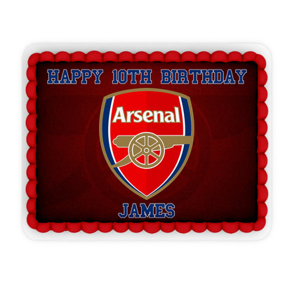 Rectangle Arsenal themed personalized edible sheet cake images