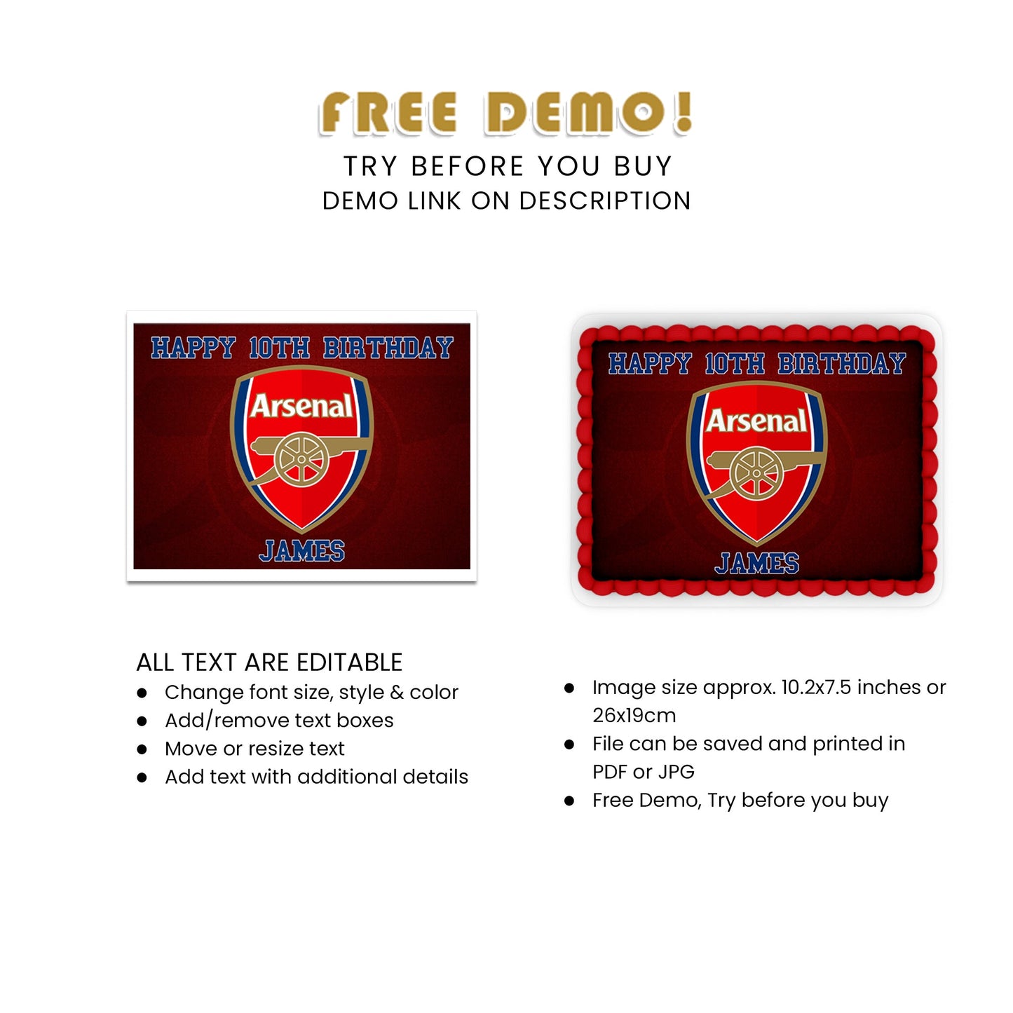 Rectangle Arsenal Personalized Edible Sheet Cake Images - A Delicious Addition to Your Celebration