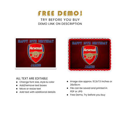 Rectangle Arsenal Personalized Edible Sheet Cake Images - A Delicious Addition to Your Celebration