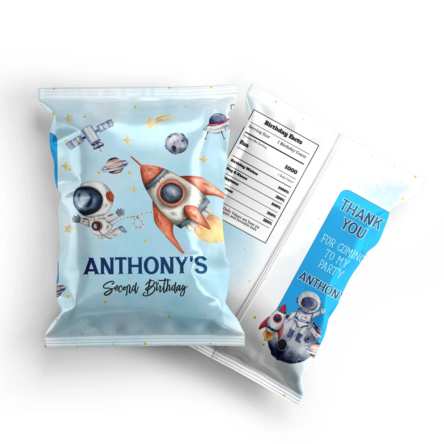 Astronaut Chips Bag Label for fun and themed snack labels 