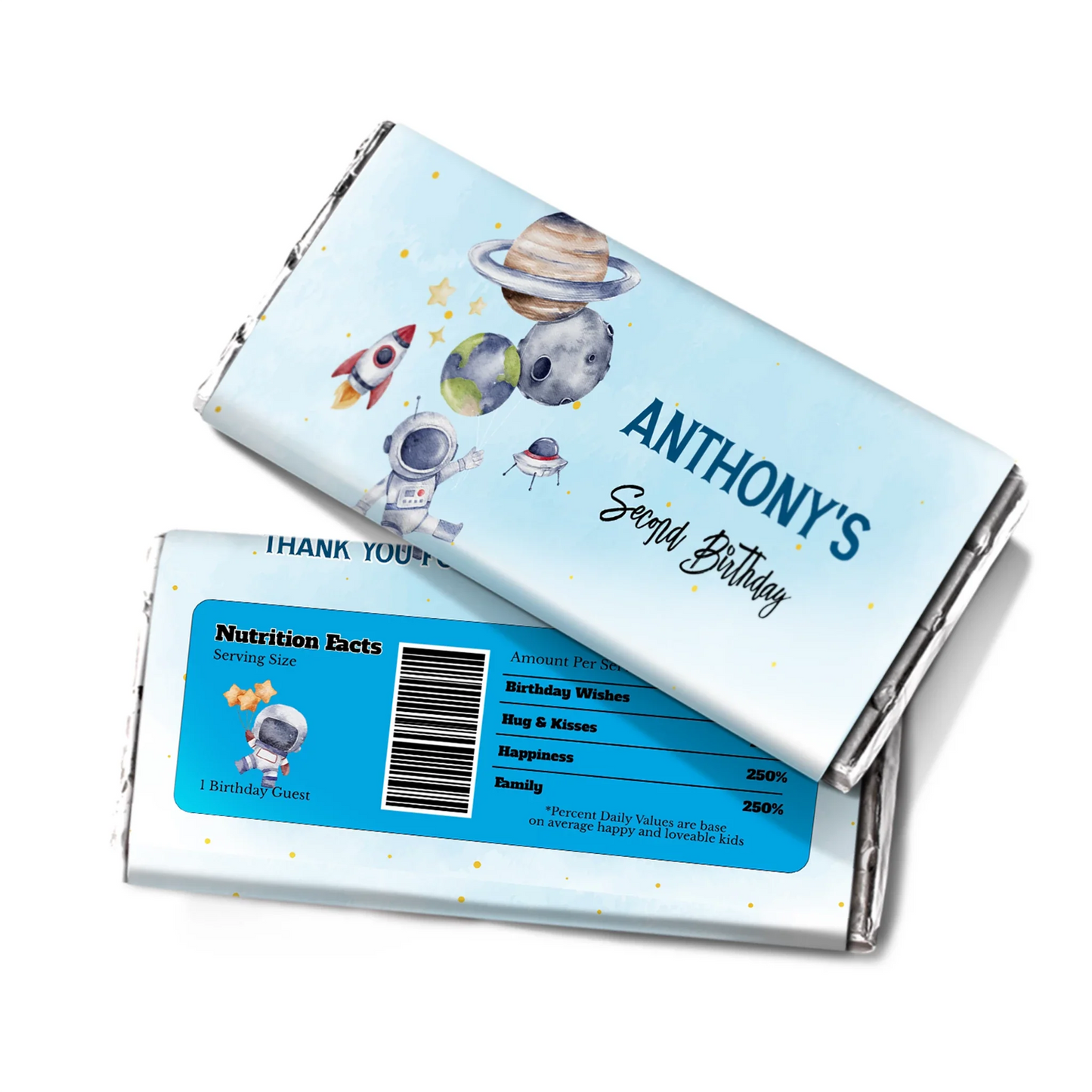 Astronaut Chocolate Label for personalized chocolate treats 