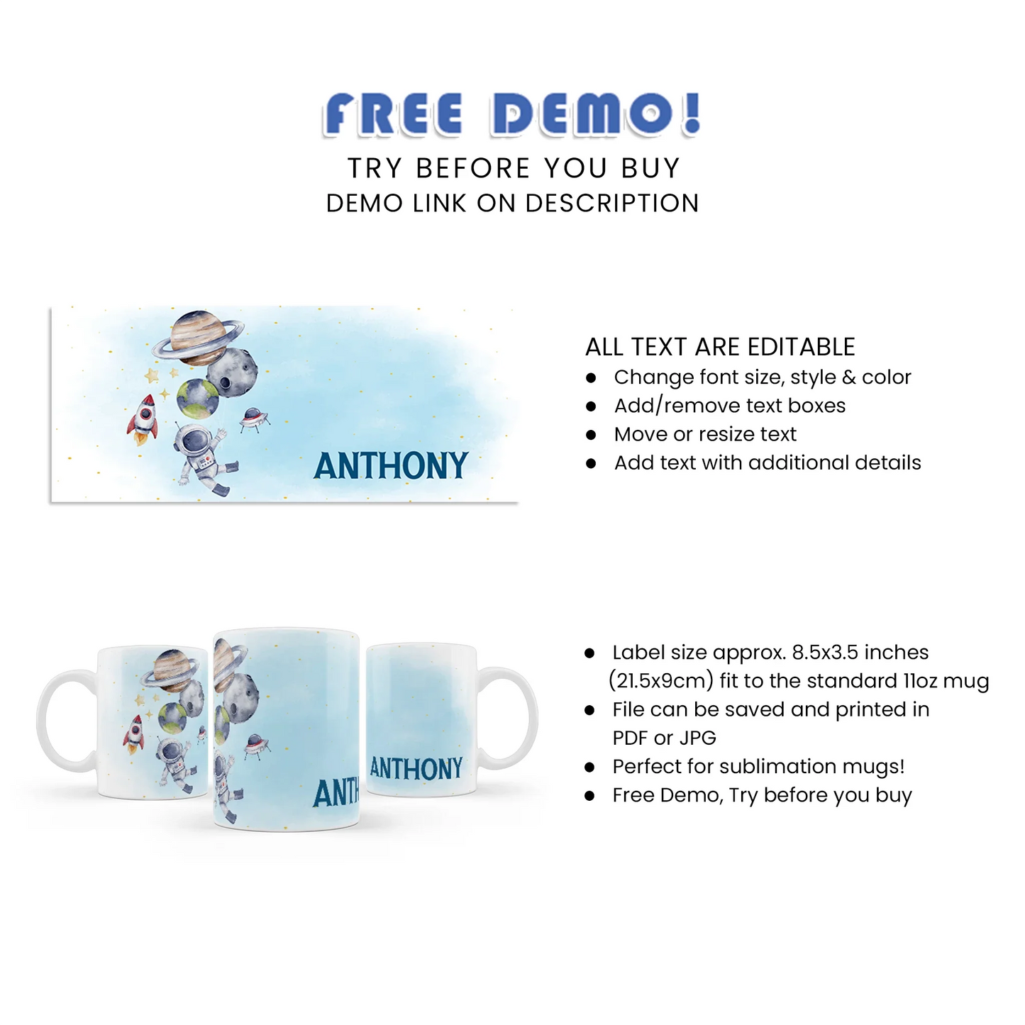 Astronaut Sublimation Mug