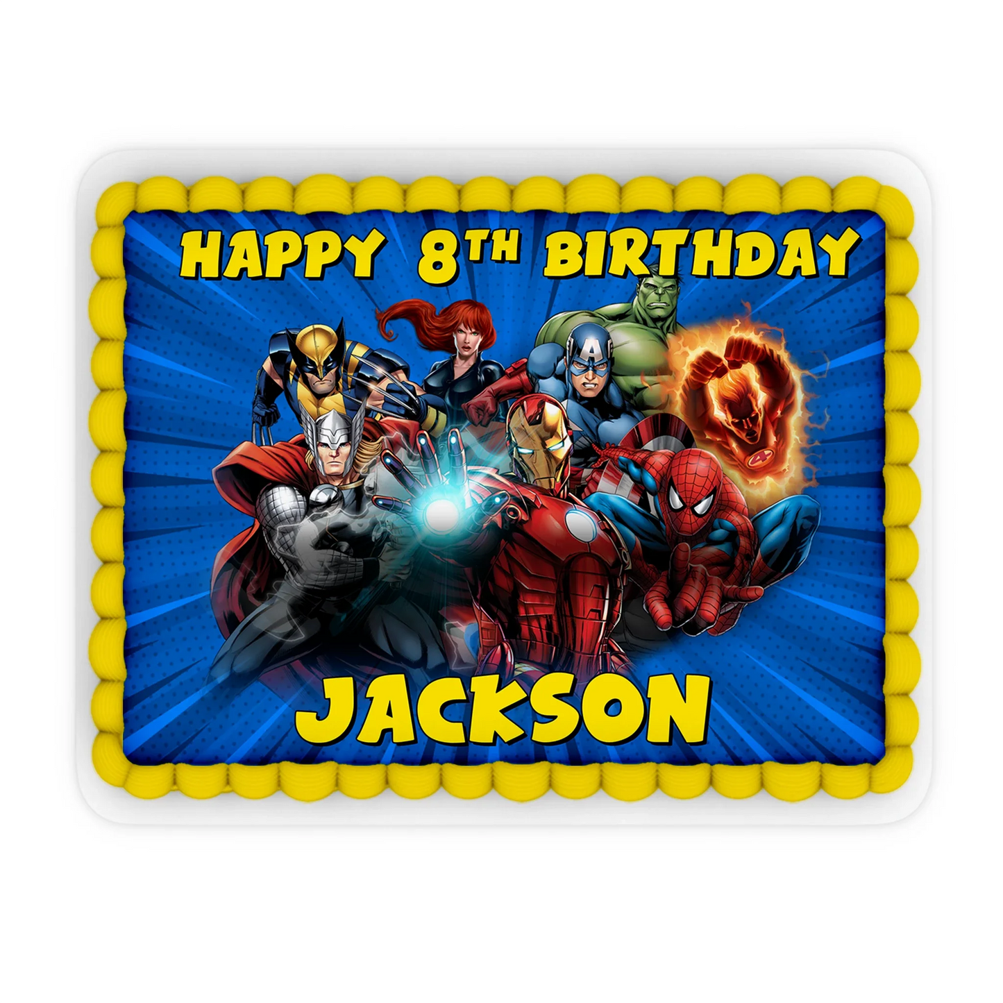 Rectangle Personalized Cake Images with The Avengers design