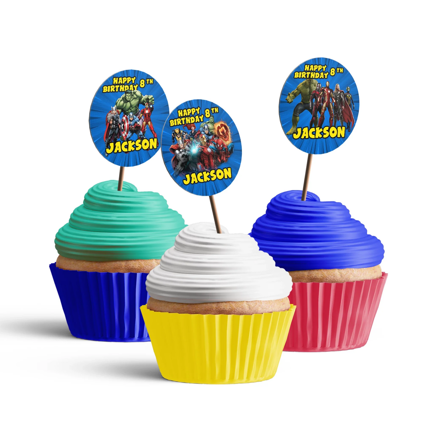 The Avengers themed Personalized Cupcakes Toppers