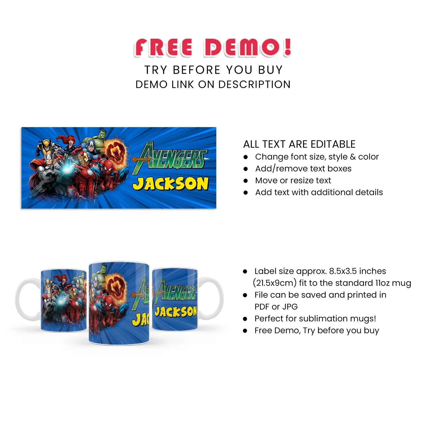 The Avengers Sublimation Mug : Perfect for Your Morning Coffee