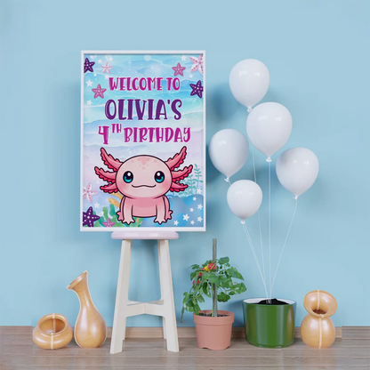 Axolotl Birthday Decorations, Axolotl birthday Party Supplies, Axolotl Themed, Axolotl Digital Template, Editable Axolotl Image SVG PNG