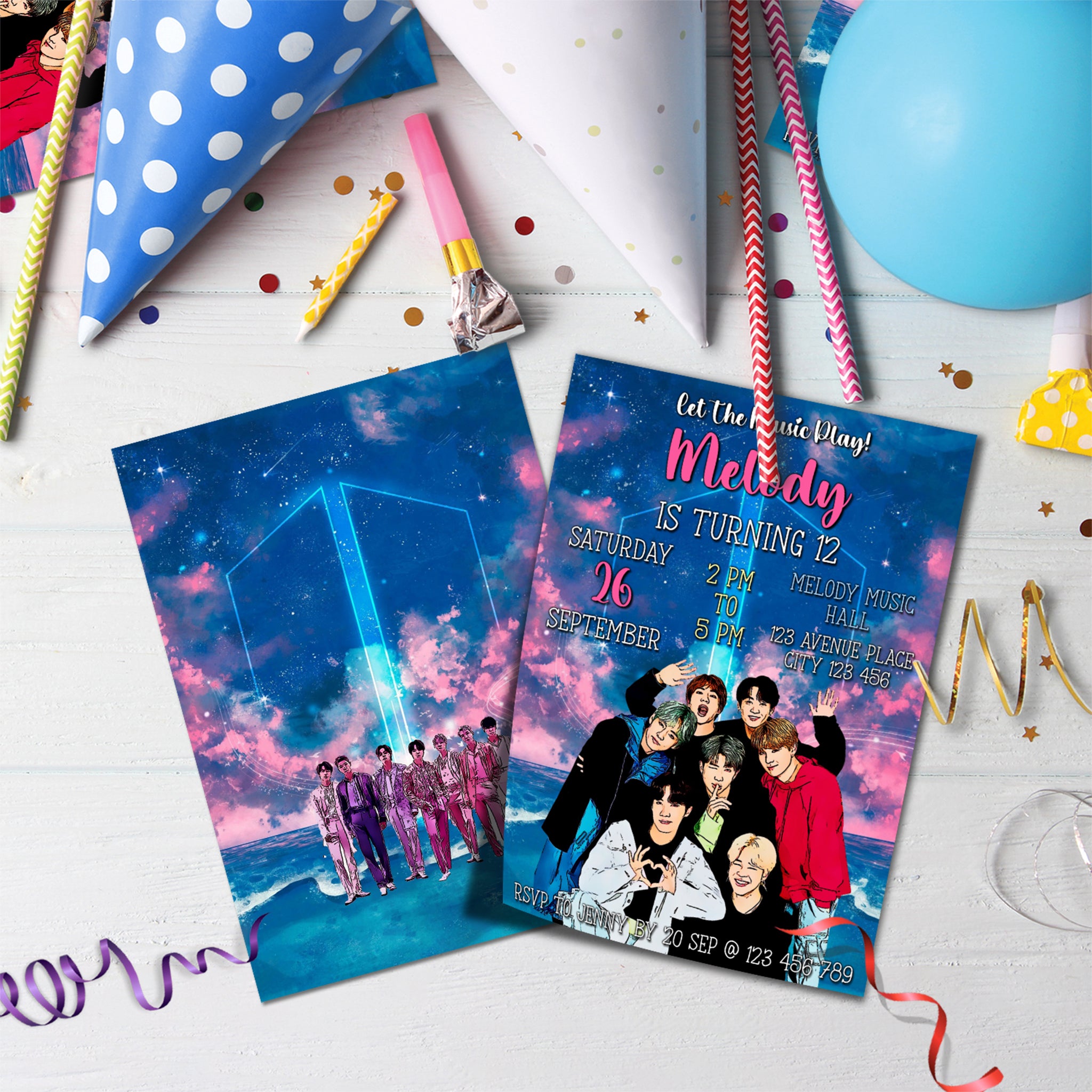 Bts Invitations Sample Make Your Party Invitations Unique with BTS - Bangtan Boys Personalize ...