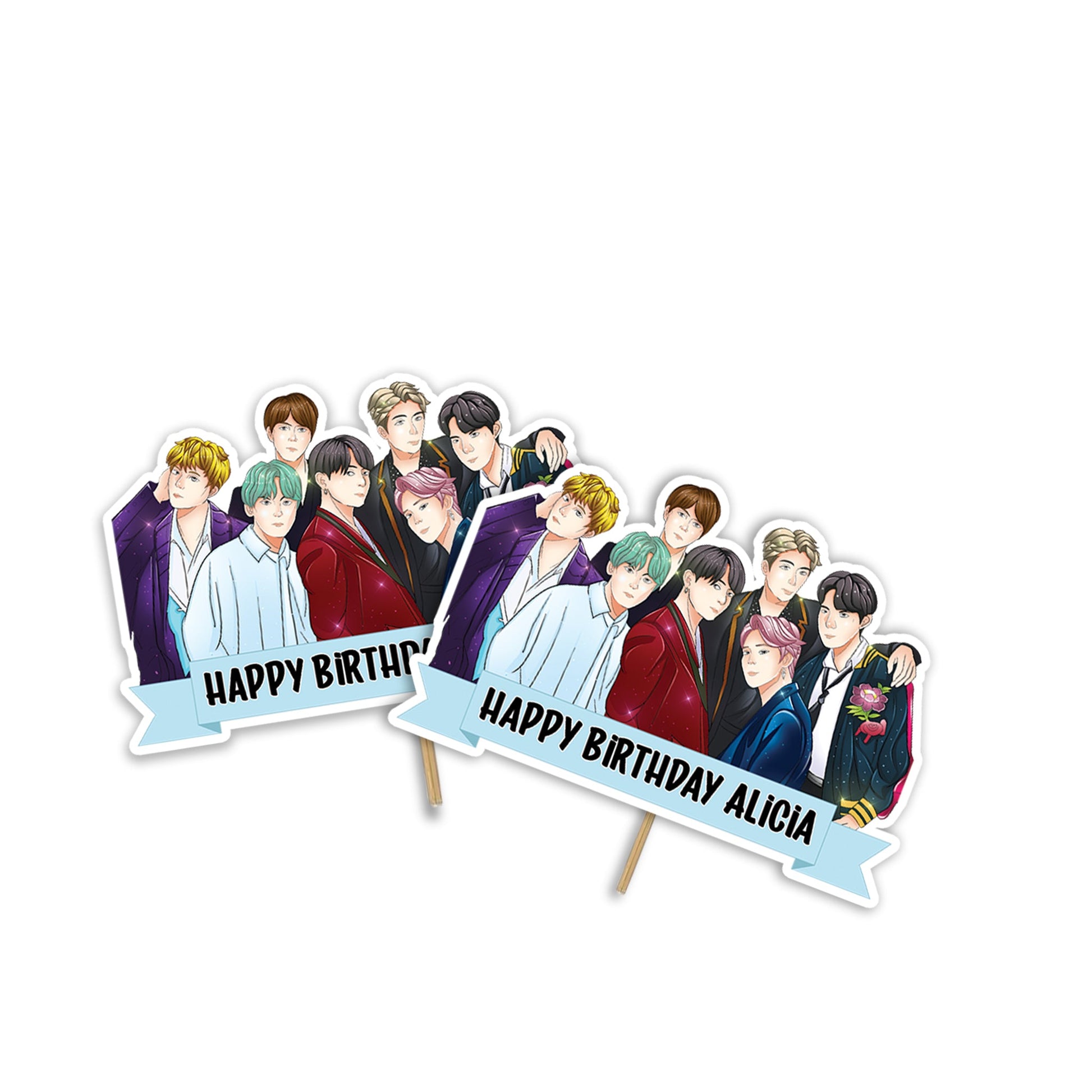 BTS themed personalized cake toppers