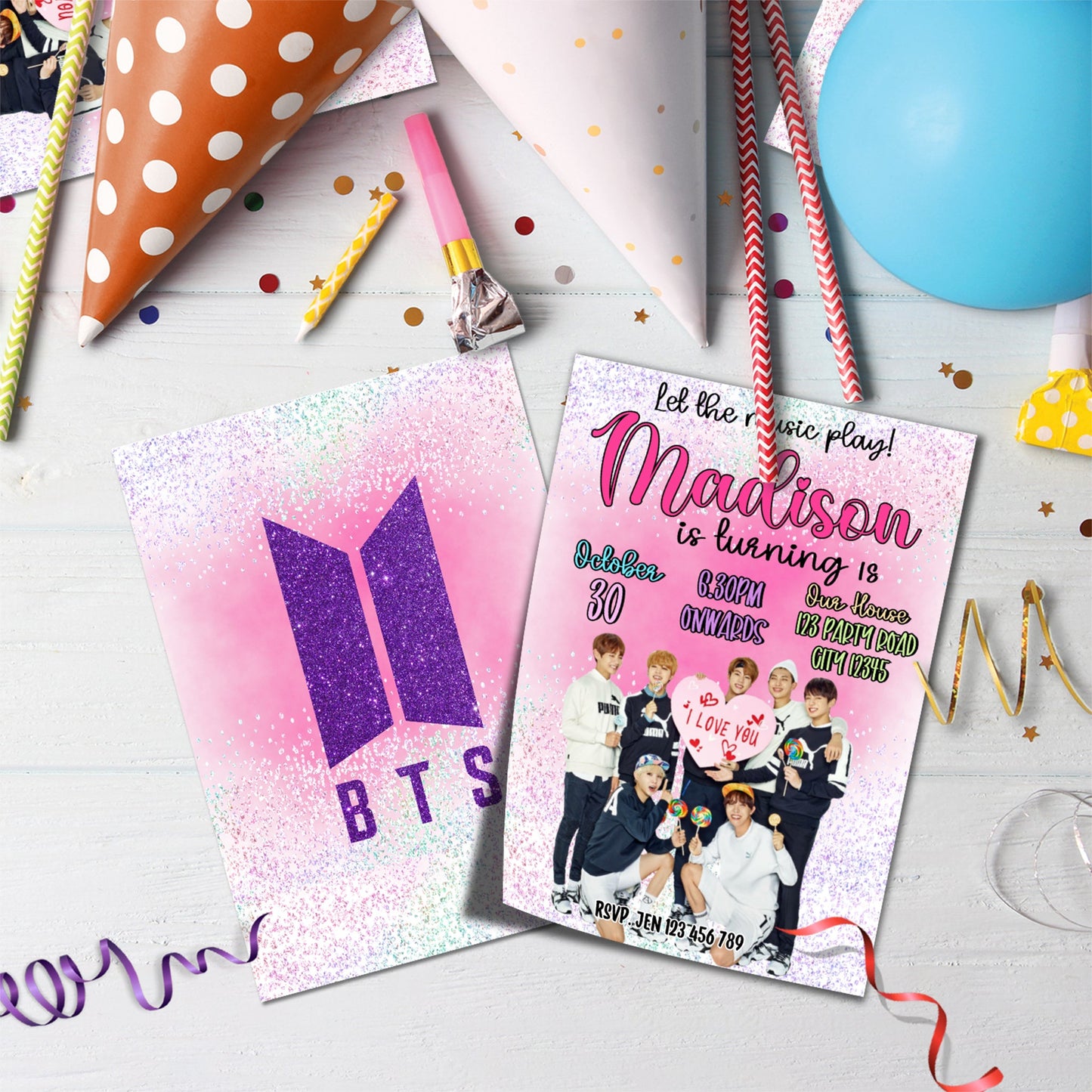 BTS Birthday Decorations, Bangtan Boys Party Supplies, BTS Kpop, Jimin, Suga, Jungkook, BTS - Bangtan Boys SVG