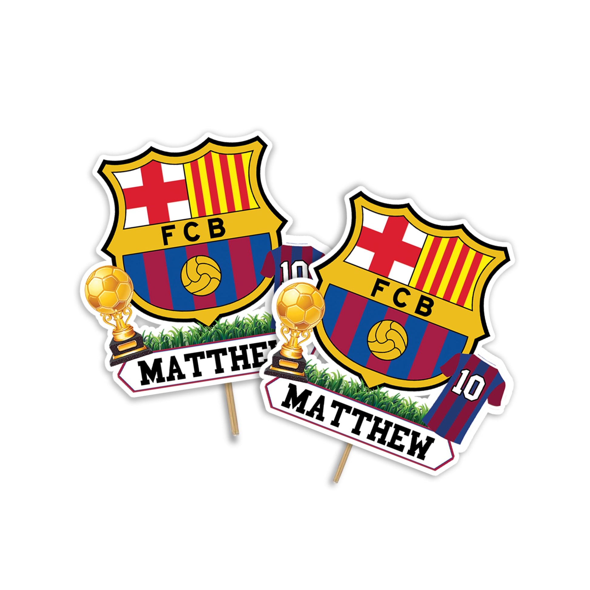 FC Barcelona themed personalized cake toppers