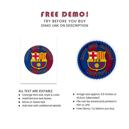 Round FC Barcelona Personalized Cake Images - Add a Personal Touch to Your Party