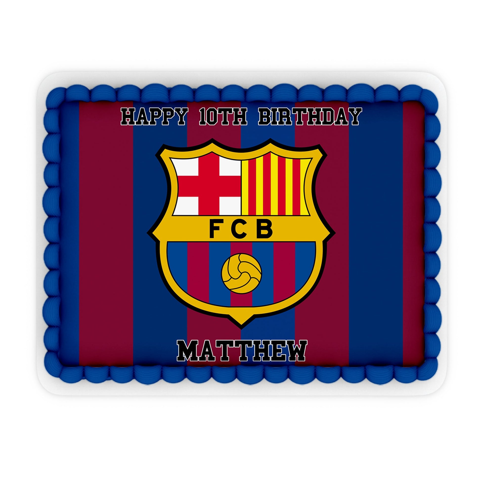 Rectangle-shaped FC Barcelona personalized cake images