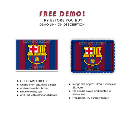 Rectangle FC Barcelona Personalized Cake Images - Make Your Event Memorable