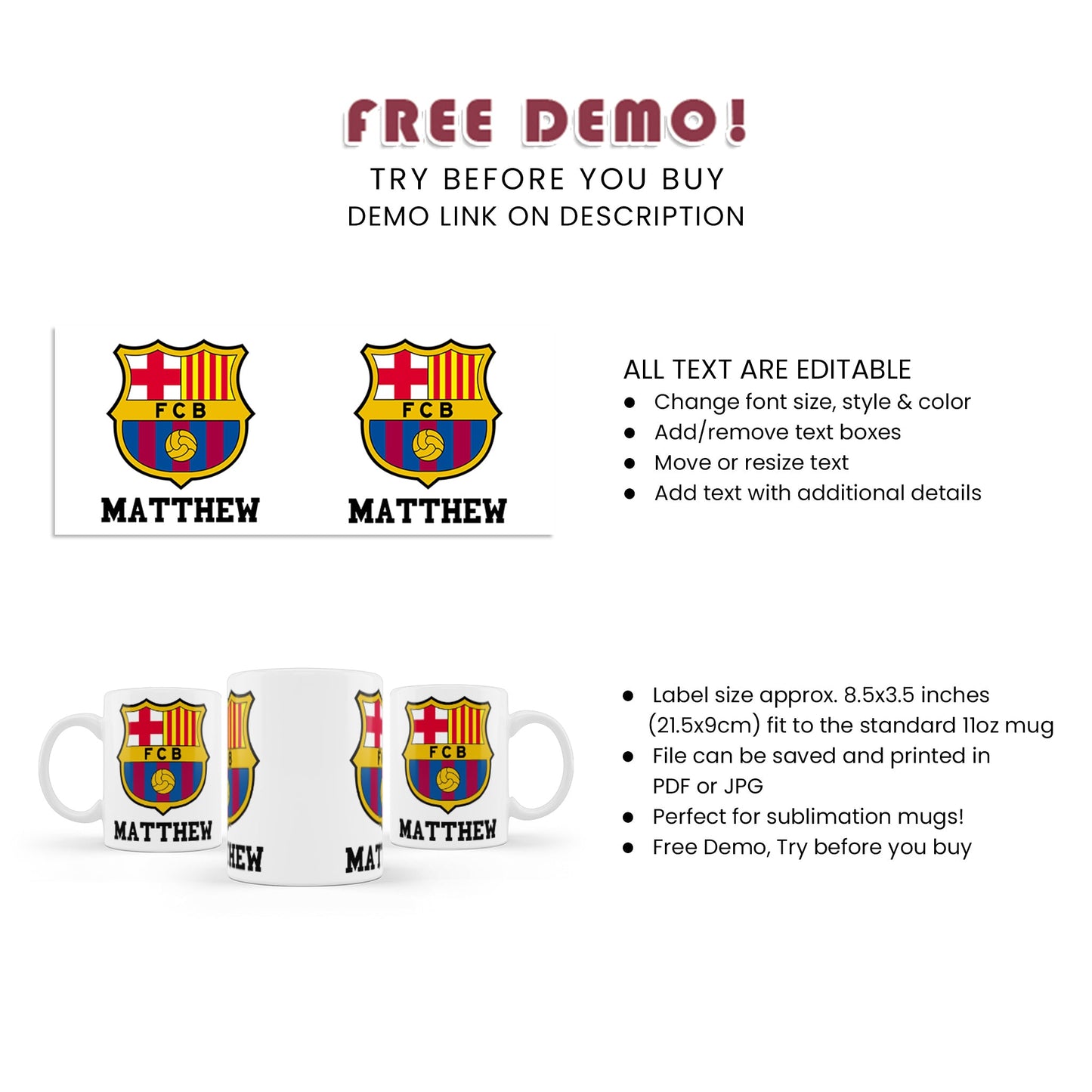 FC Barcelona Sublimation Mug - Start Your Day with FC Barcelona