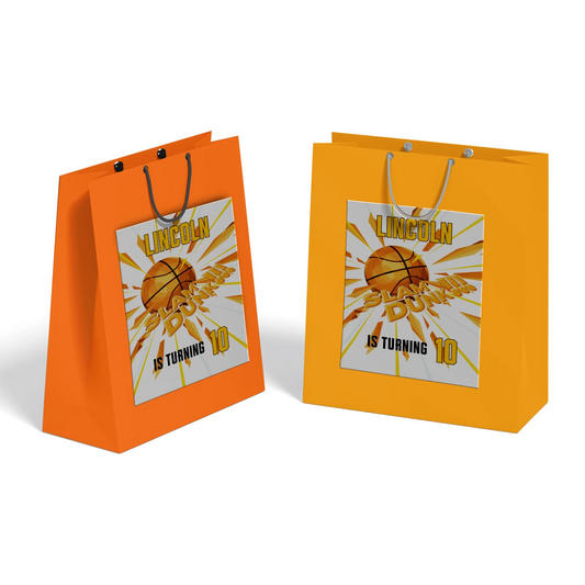 Basketball goodie bag label customizable for party bags, making them memorable and special for guests