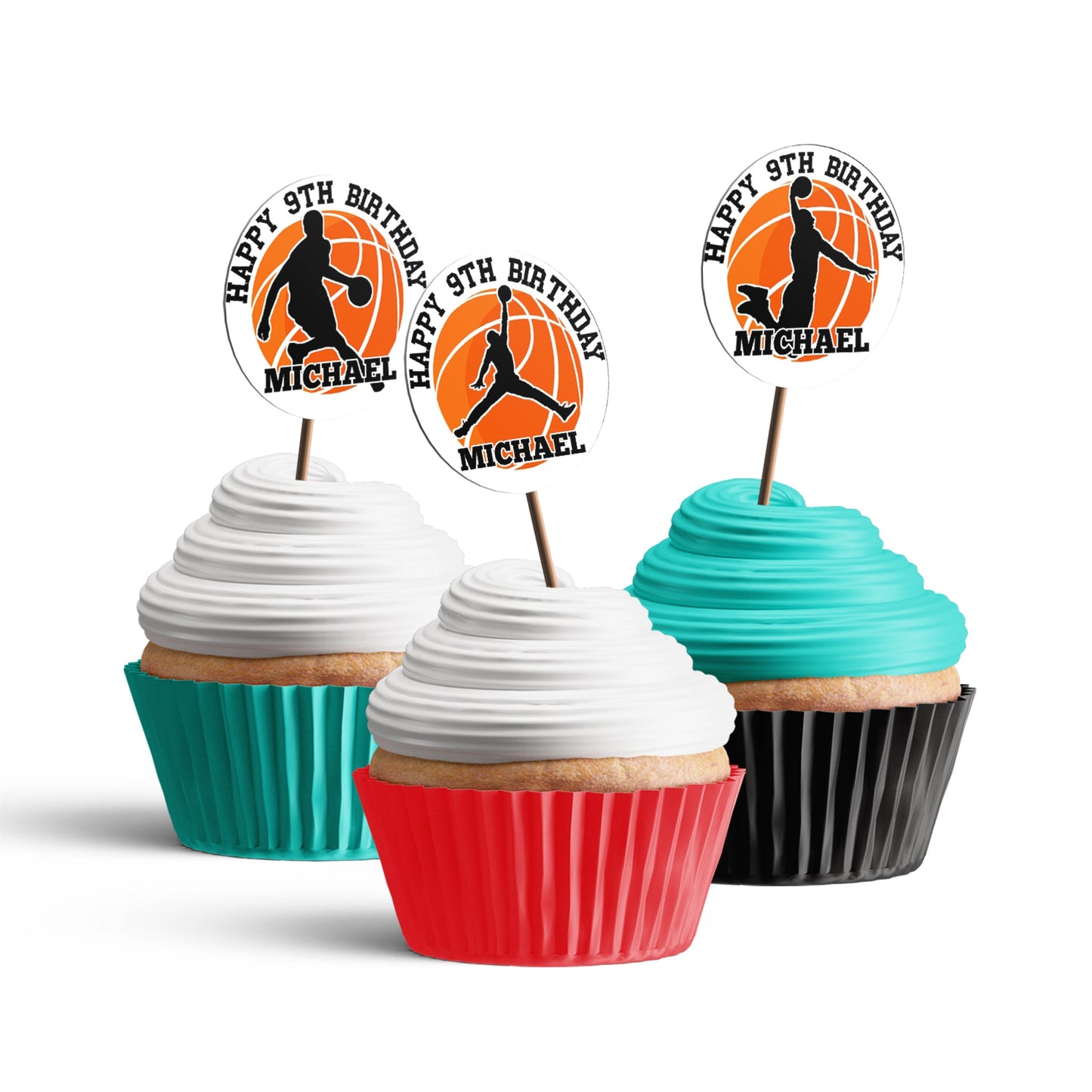 Cupcake toppers featuring Air Jordan theme