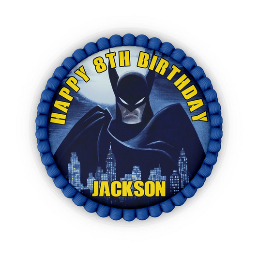 Batman personalized edible icing cake images for decorating cakes with vibrant designs