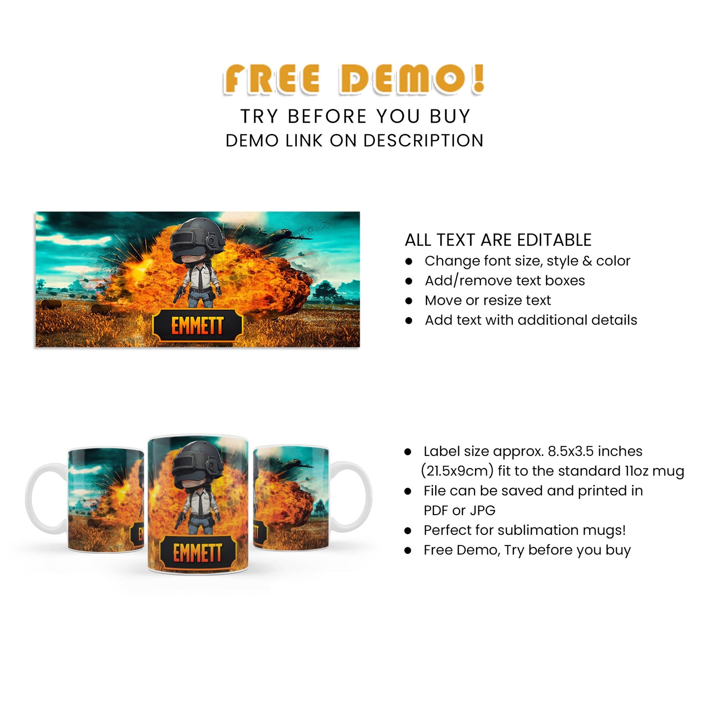 PUBG Sublimation Mugs for Victory Sips - Personalize Your Battle Brew
