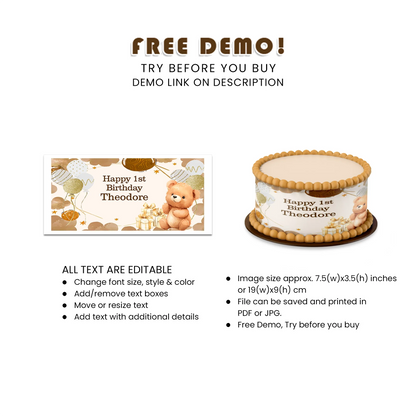 Best Bear Personalized Cake Strips Image