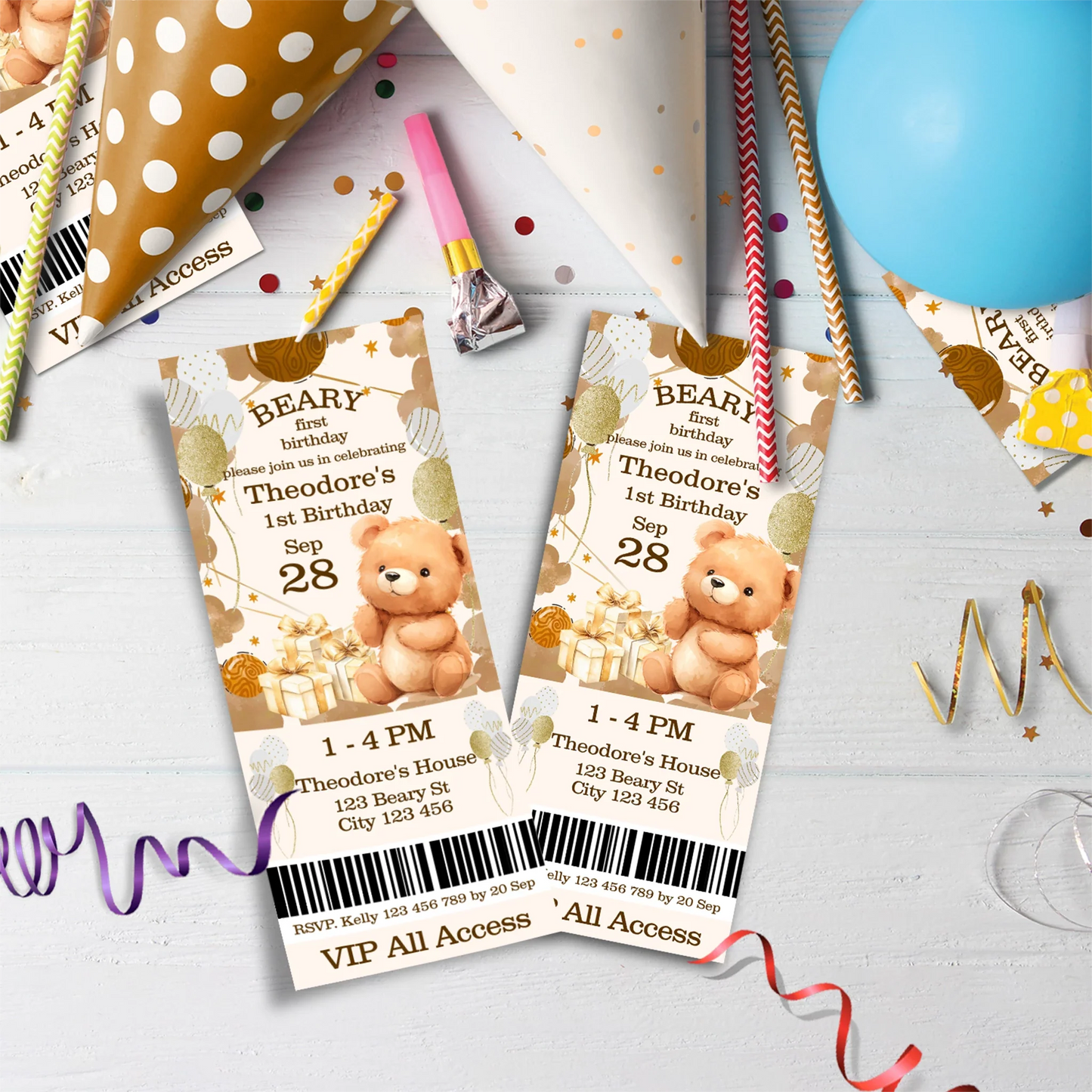 1st Birthday Birthday Decorations, Teddy Bear Party Supplies, Paddington Bear Themed, Bear doll toys Digital Template, Editable Bear Image SVG PNG