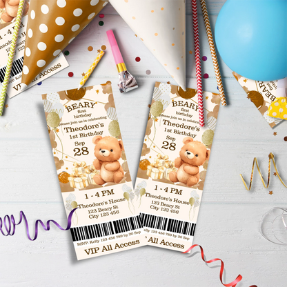 1st Birthday Birthday Decorations, Teddy Bear Party Supplies, Paddington Bear Themed, Bear doll toys Digital Template, Editable Bear Image SVG PNG