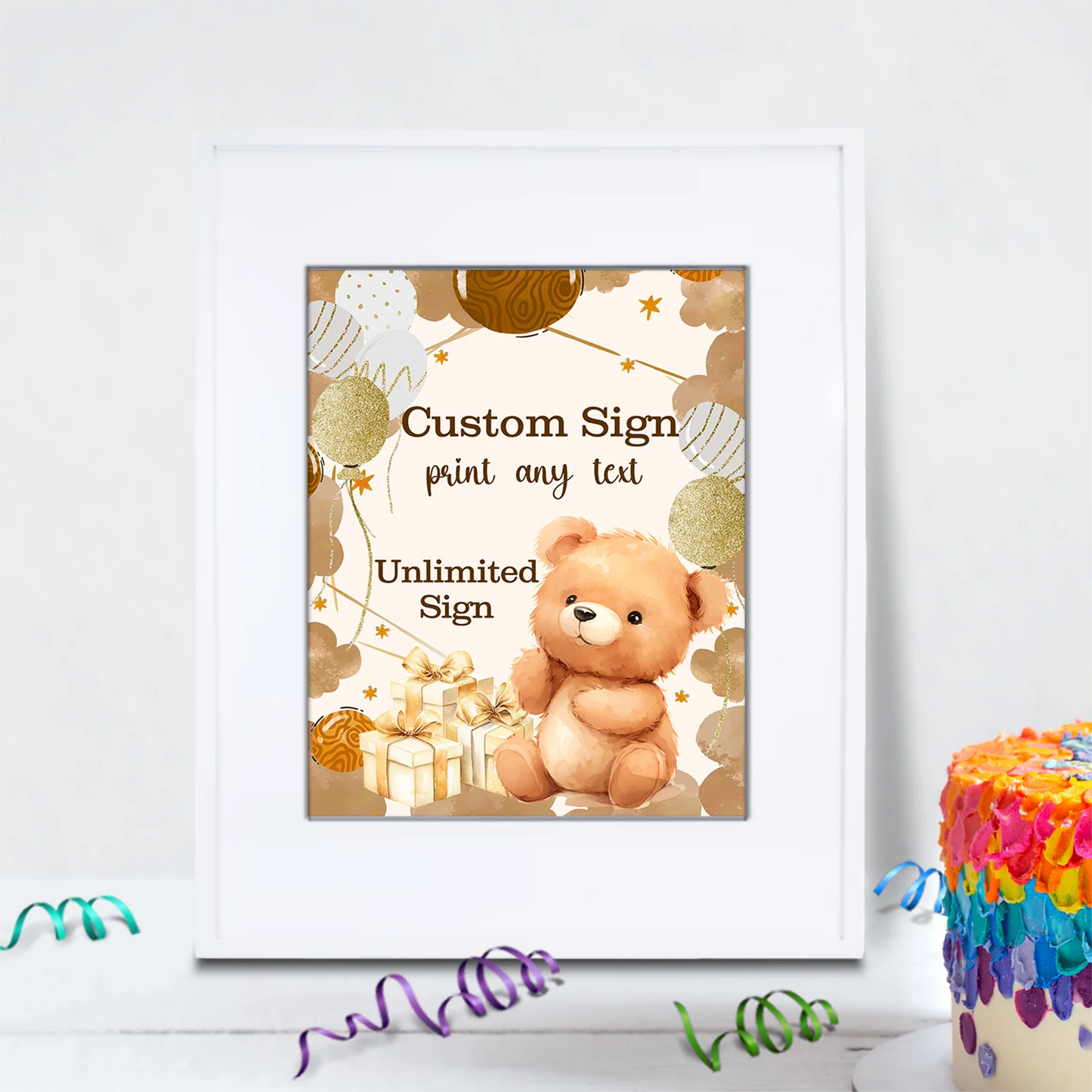 1st Birthday Birthday Decorations, Teddy Bear Party Supplies, Paddington Bear Themed, Bear doll toys Digital Template, Editable Bear Image SVG PNG