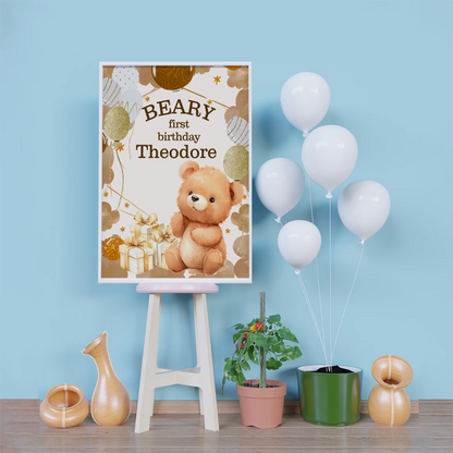 1st Birthday Birthday Decorations, Teddy Bear Party Supplies, Paddington Bear Themed, Bear doll toys Digital Template, Editable Bear Image SVG PNG