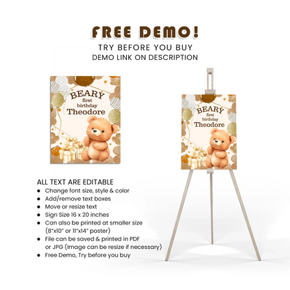 Bear Welcome Sign Party Decoration