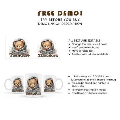 Bear Sublimation Mug Design