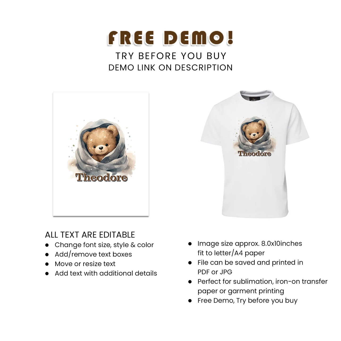 Bear Sublimation T-Shirt Printable