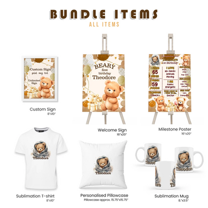 Buy Bear Personalized Party Pack Digital Template Bundle