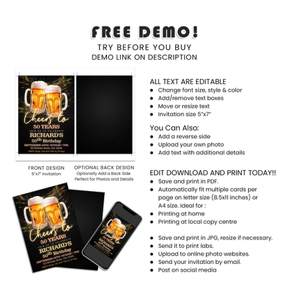 Buy Beer Adult Birthday Personalized Birthday Card Invitations Party Invites